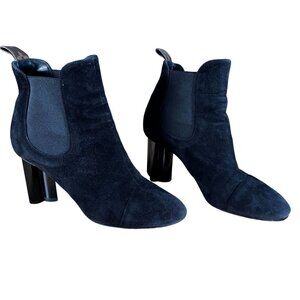 Louis Vuitton Silhouette Black Suede Chelsea Ankle Boots Size 38 US 8